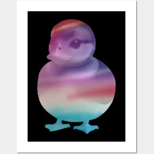 Purple blue watercolor ducky Posters and Art